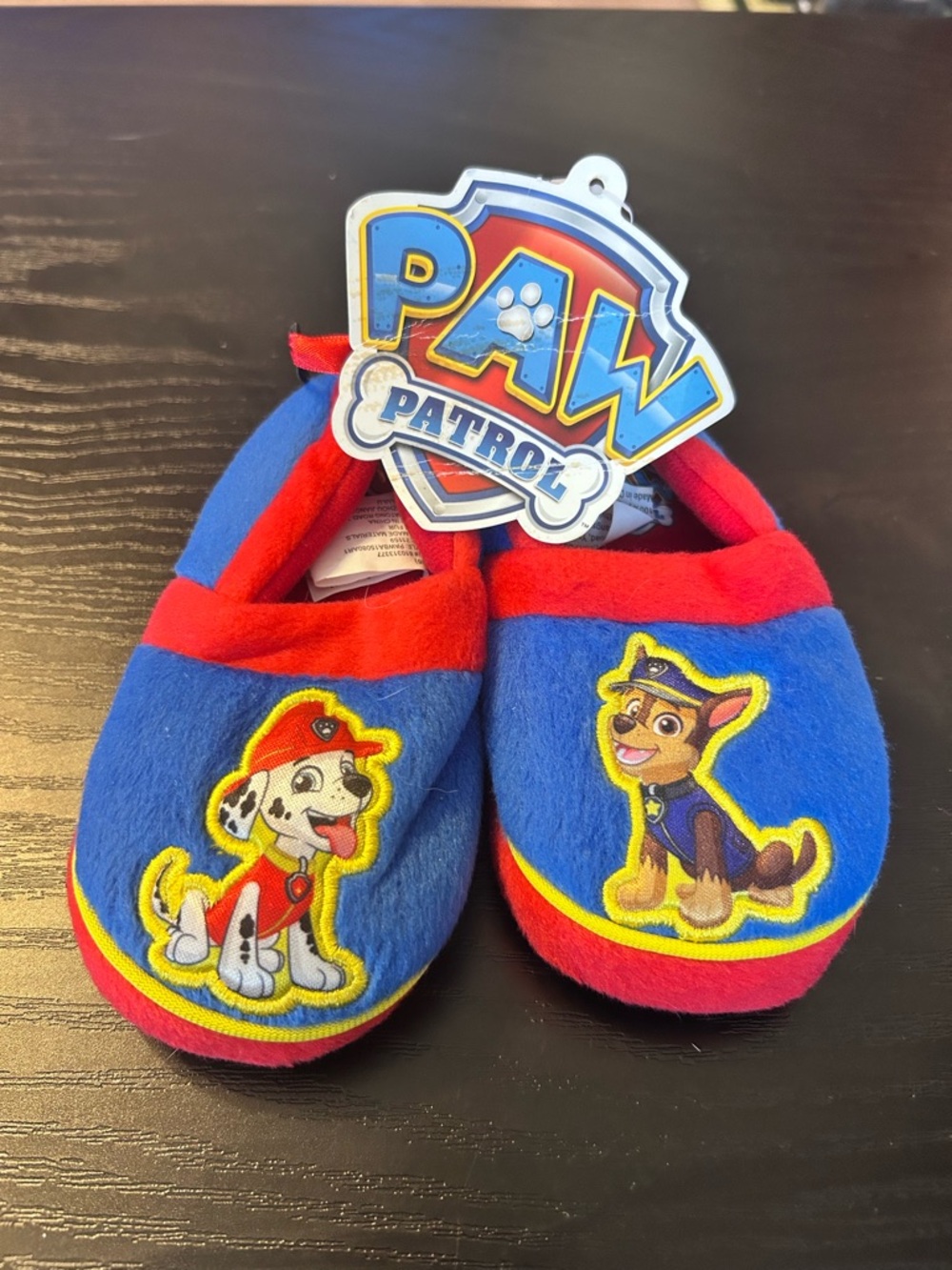 NWT PAW Patrol Blue & Red Kids Slippers Sz 5/6 toddler